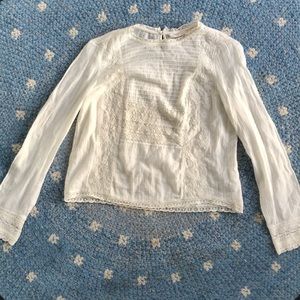 Detailed white embroidered peasant top